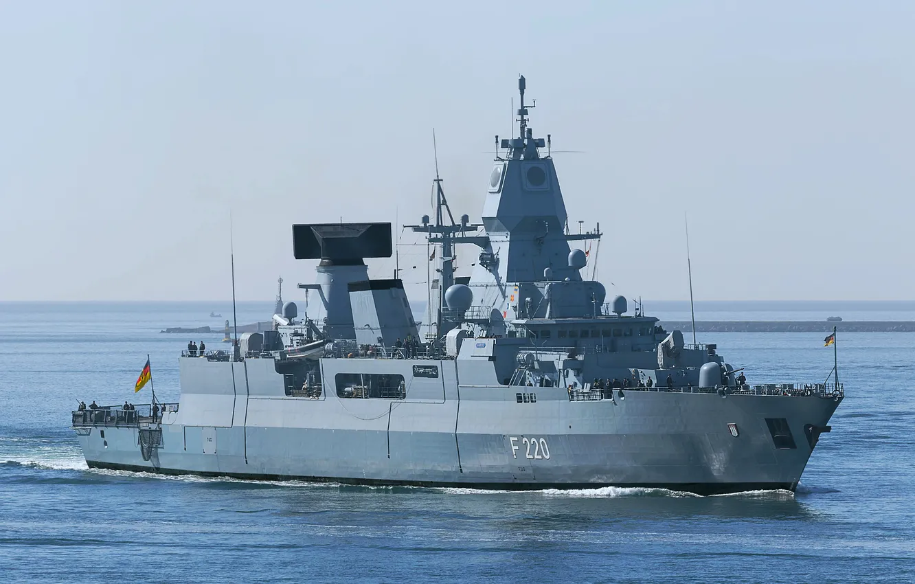 Фото обои фрегат, ВМС Германии, FGS Hamburg