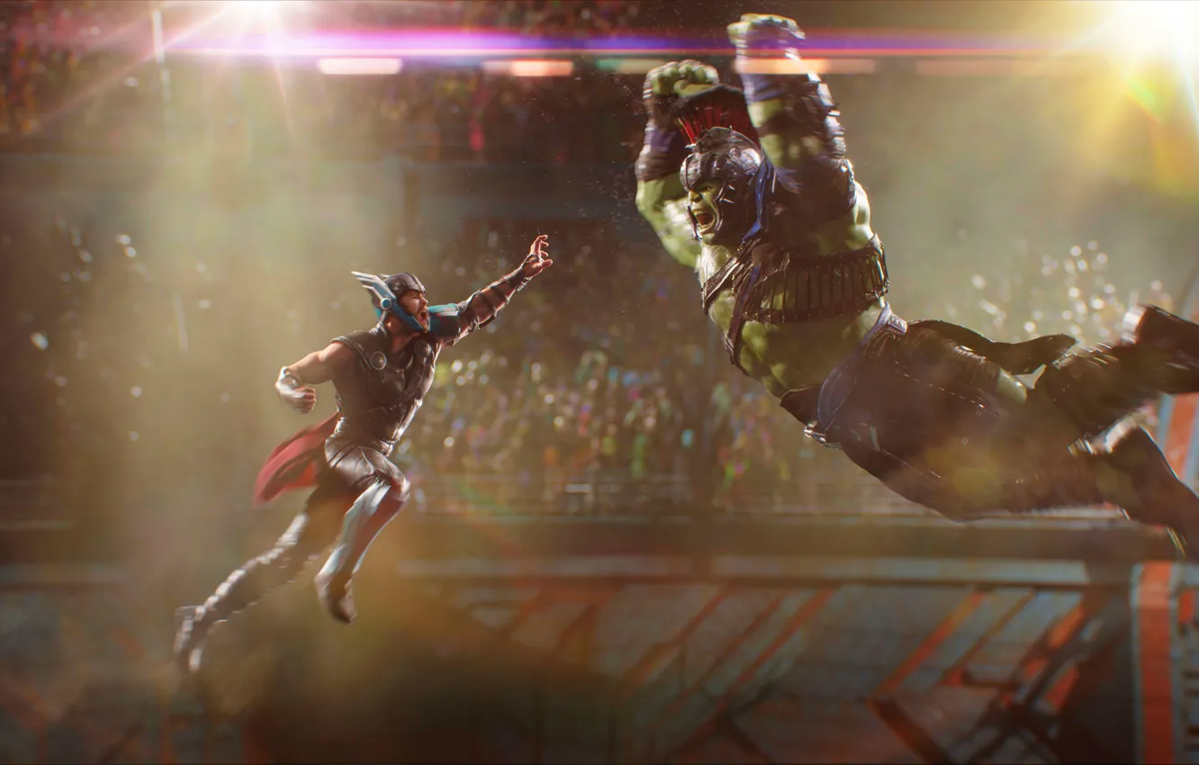 Фото обои Hulk, Ragnarok, Lightning, Warrior, Gladiator, Marvel, Pearls, Thor