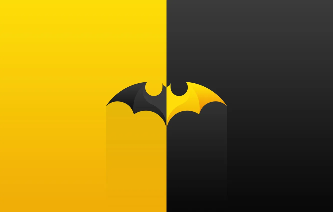 Фото обои желтый, batman, черный, логотип, бэтмен, летучая мышь, logo
