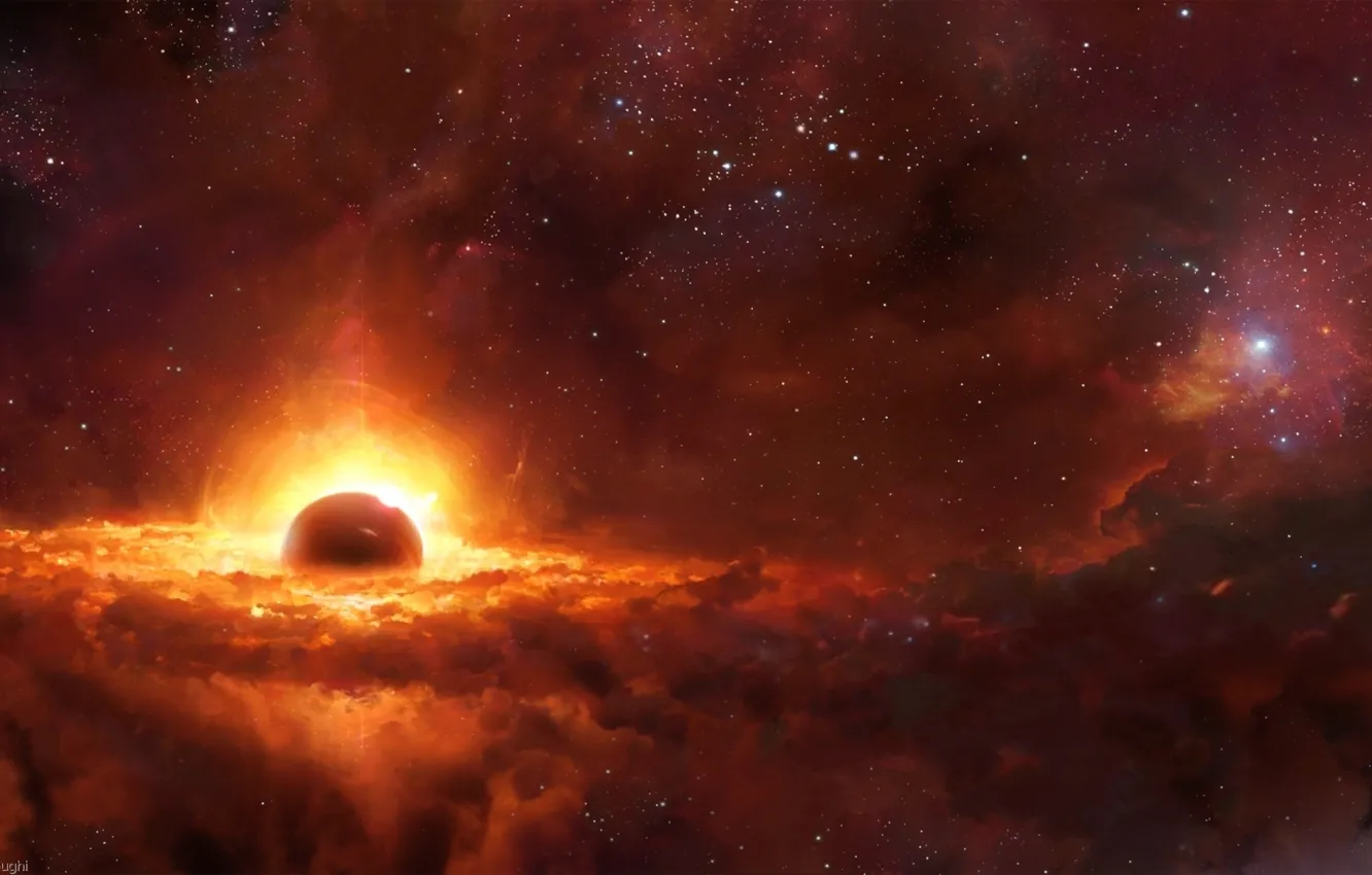 Фото обои fire, fantasy, cosmos, energy, planets, sci fi