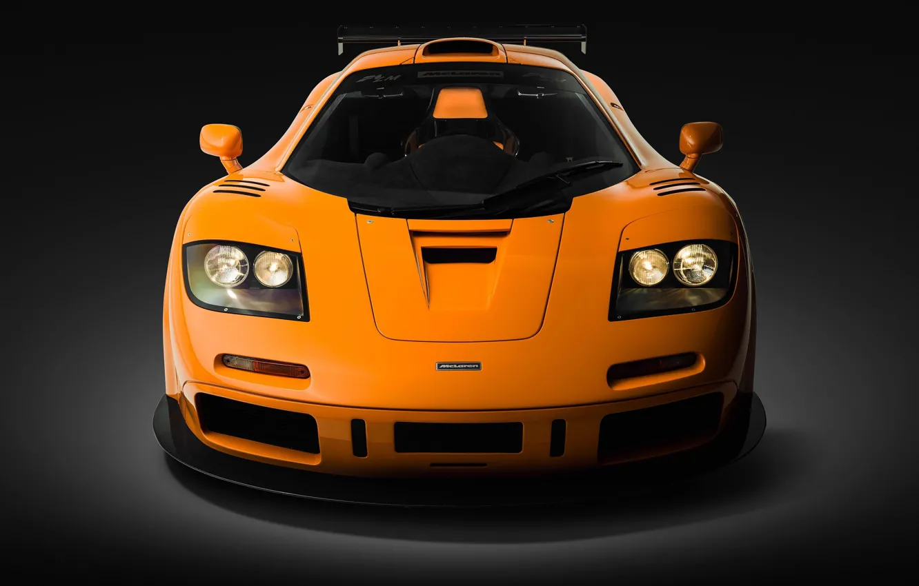 Фото обои Orange, Supercar, Вид спереди, 1995, McLaren F1 LM