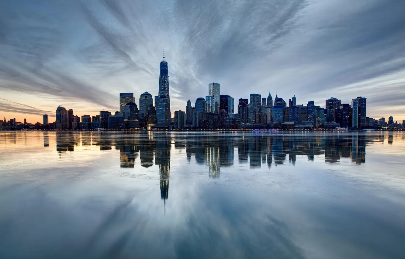 Фото обои город, вид, здания, дома, Нью-Йорк, небоскребы, панорама, USA