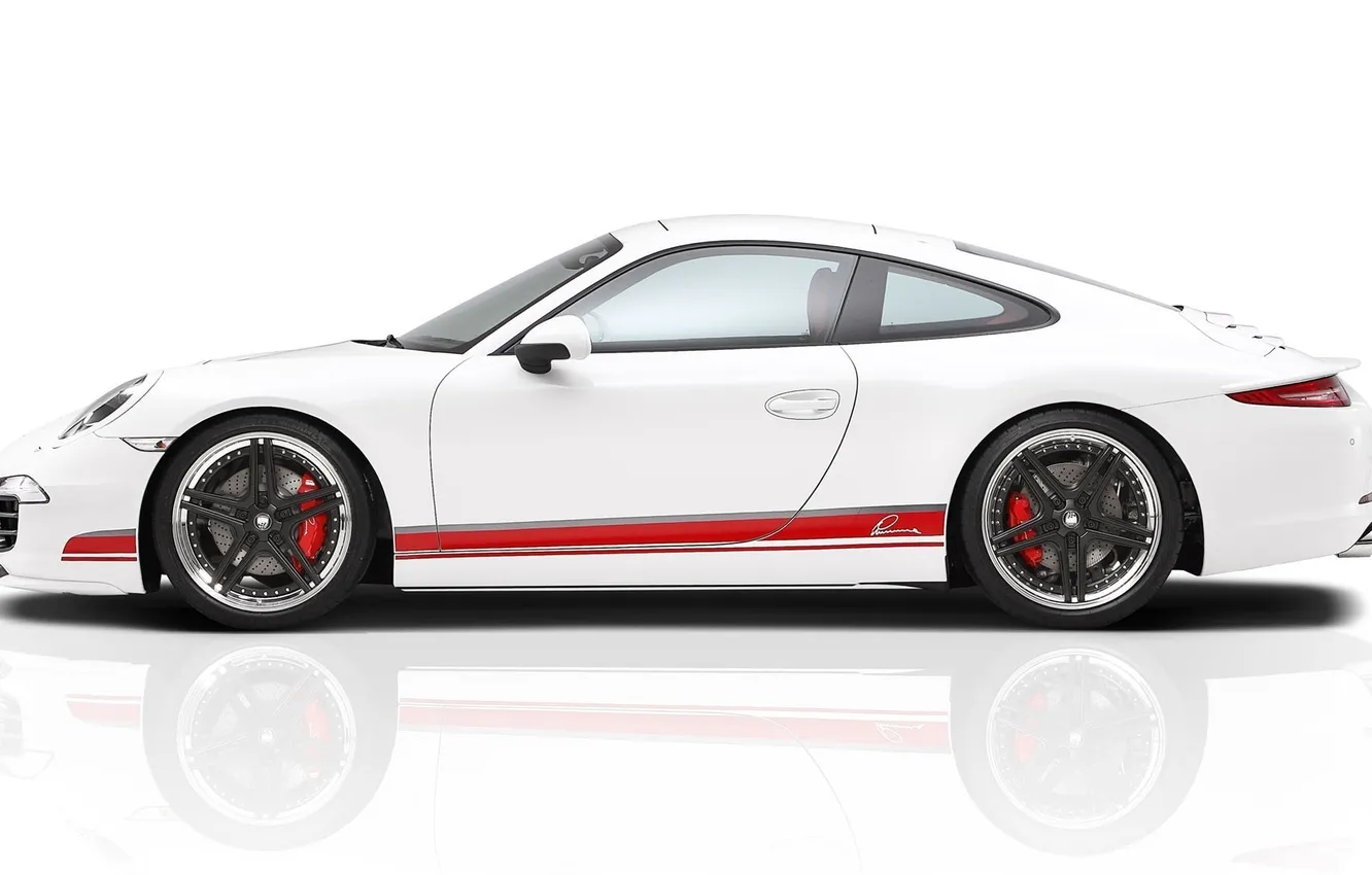 Фото обои отражение, Porsche, белая, диски, Porsche 911