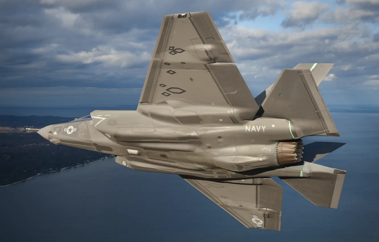 Фото обои небо, истребитель, бомбардировщик, Lightning II, F-35, «Лайтнинг» II