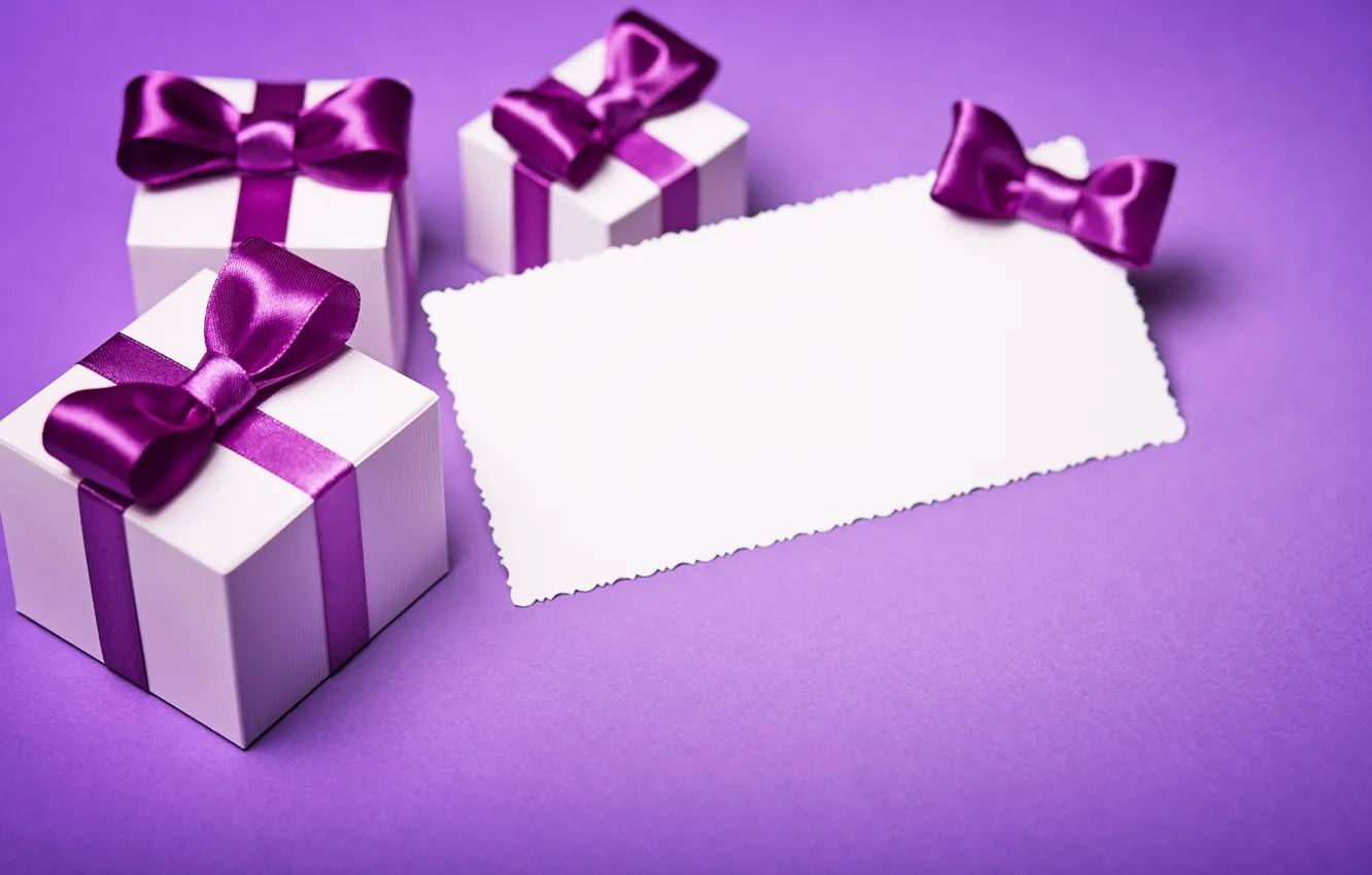 Фото обои подарок, лента, бант, box, present, gift, bow, puple
