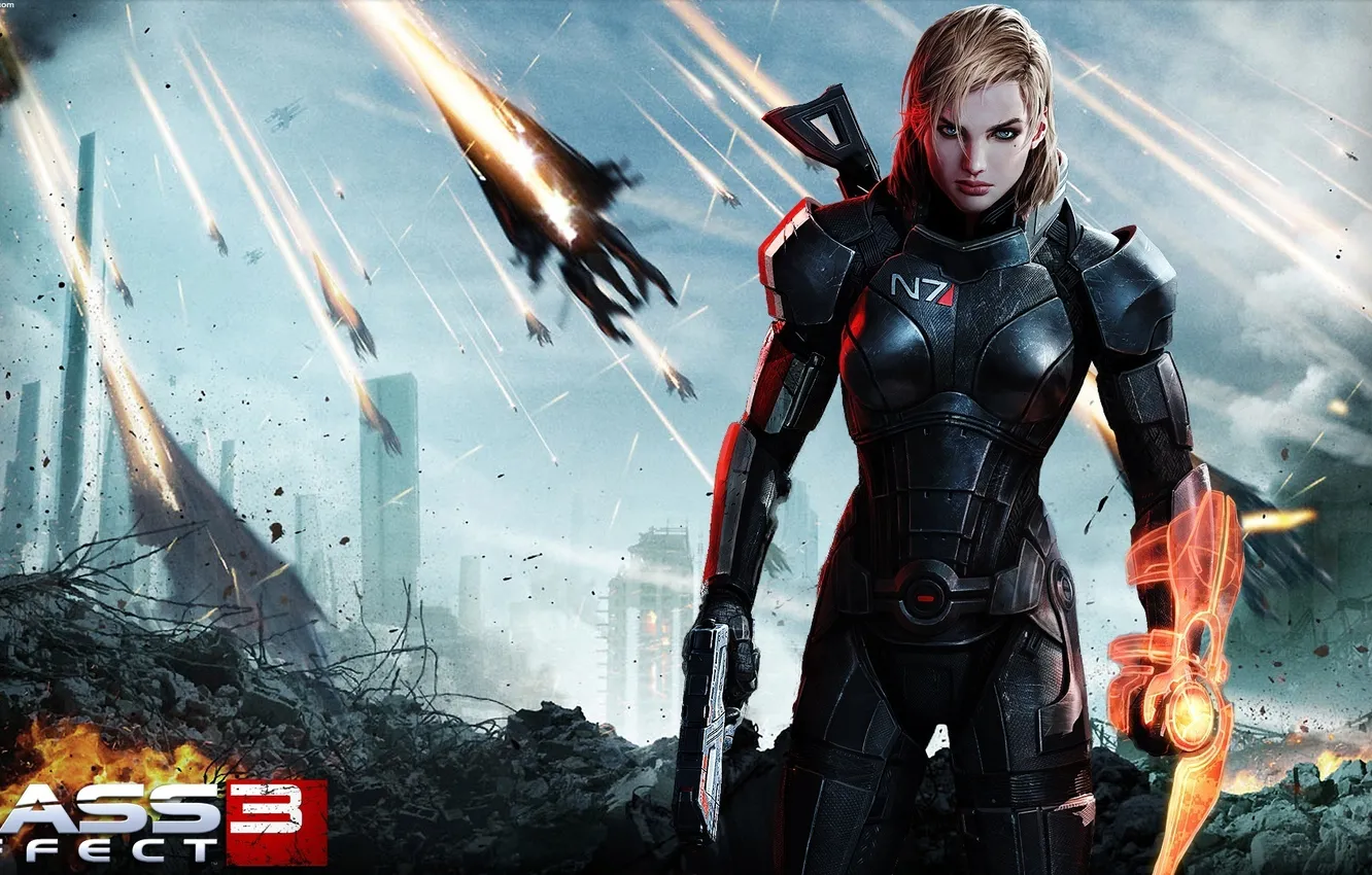 Фото обои wallpaper, game, shepard, fight, mass, effect, nice, female