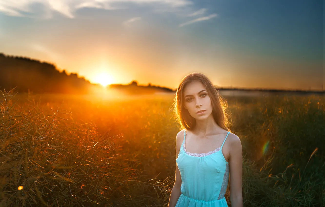 Фото обои Girl, Dasha, Sunset, Beauty, Eyes, View, Mood, Russian