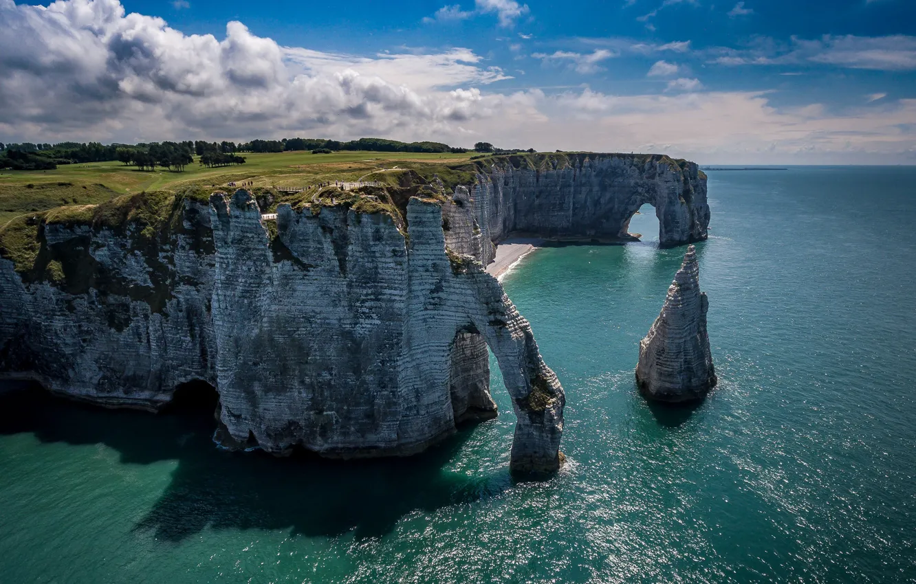 Фото обои море, скалы, Франция, арка, Этрета