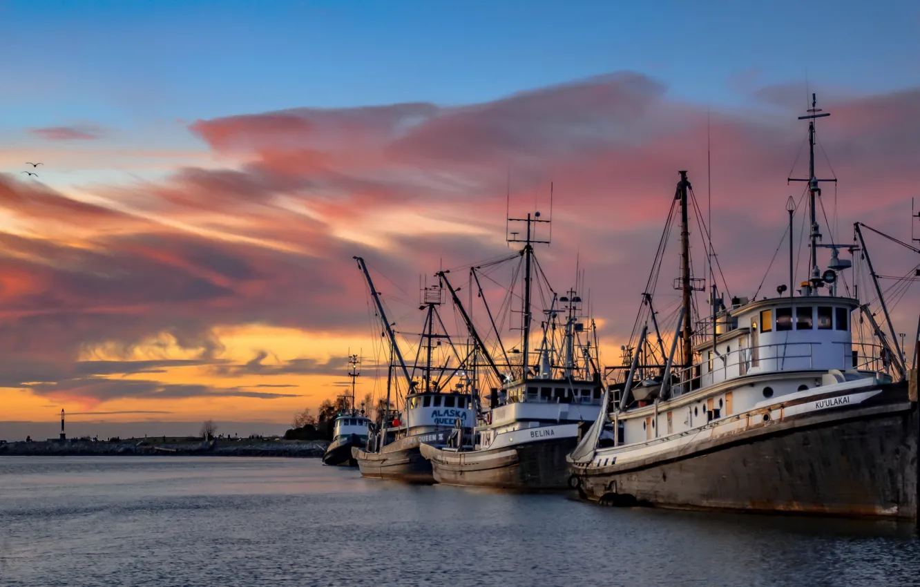 Фото обои природа, корабль, порт
