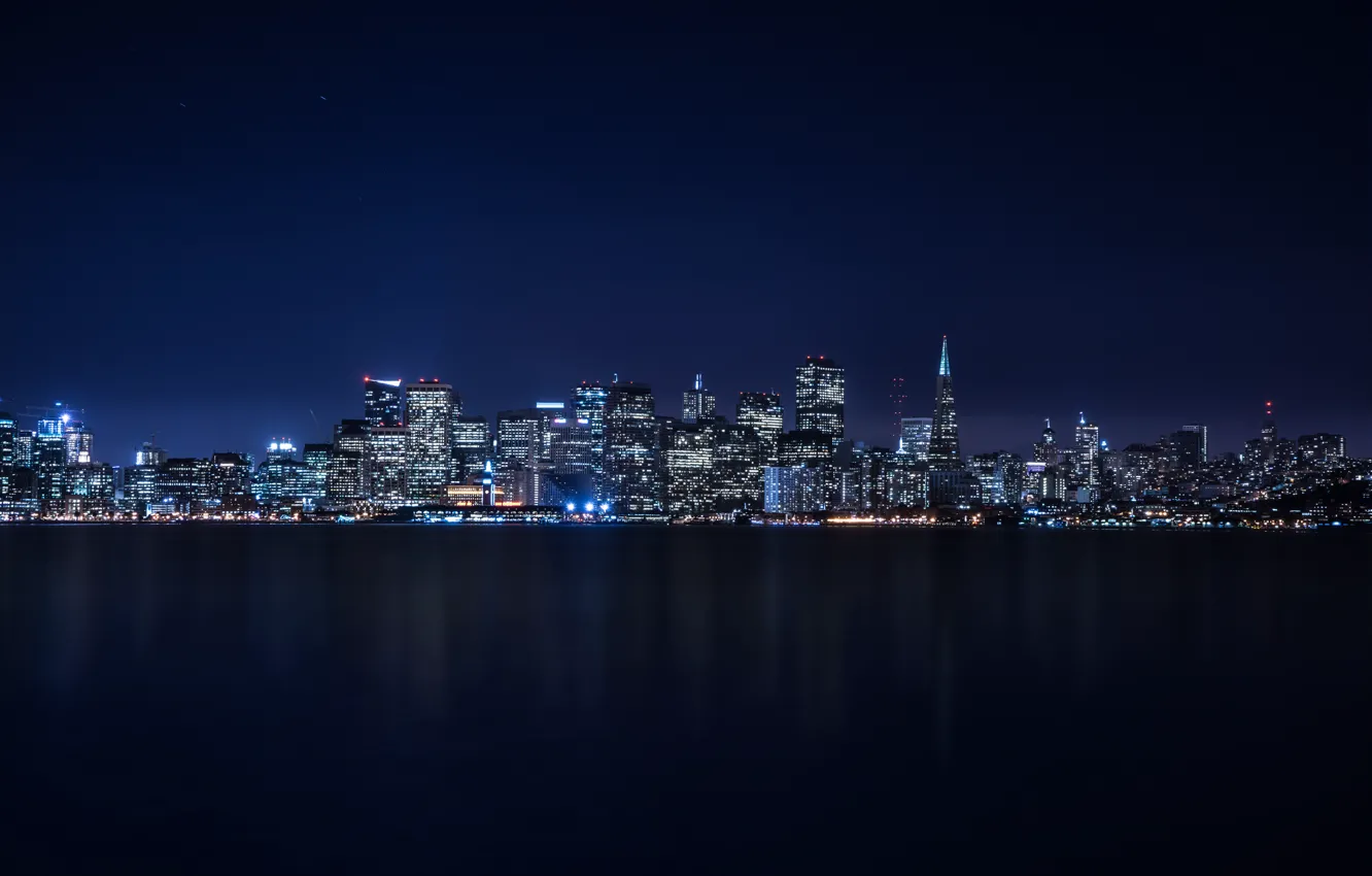 Фото обои City, Skyline, Island, Bay, Architecture, San-Francisco, Ligth, Nigth