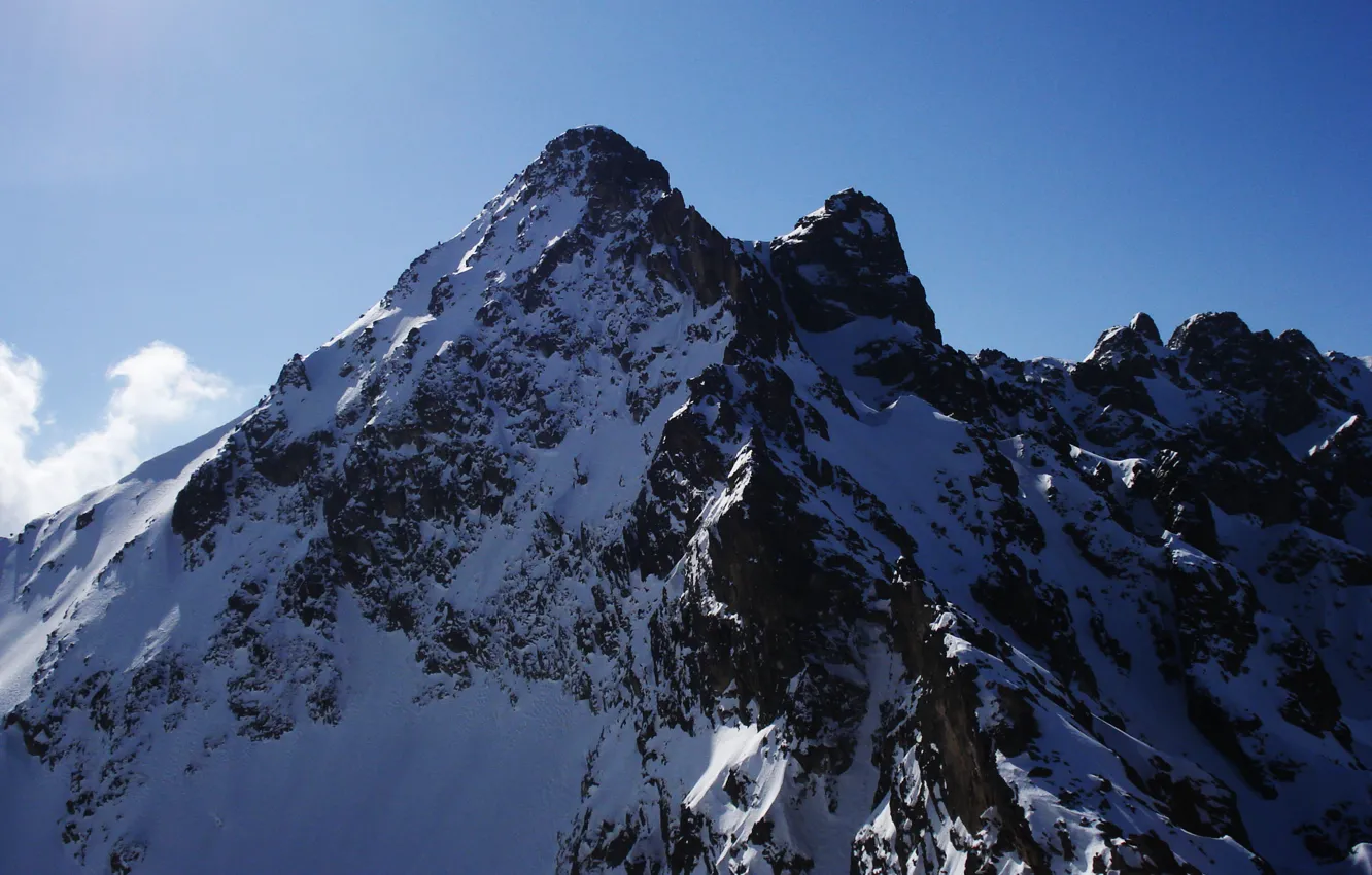 Фото обои Sky, Blue, Snow, Watch, Peak, Мountain, Pirin
