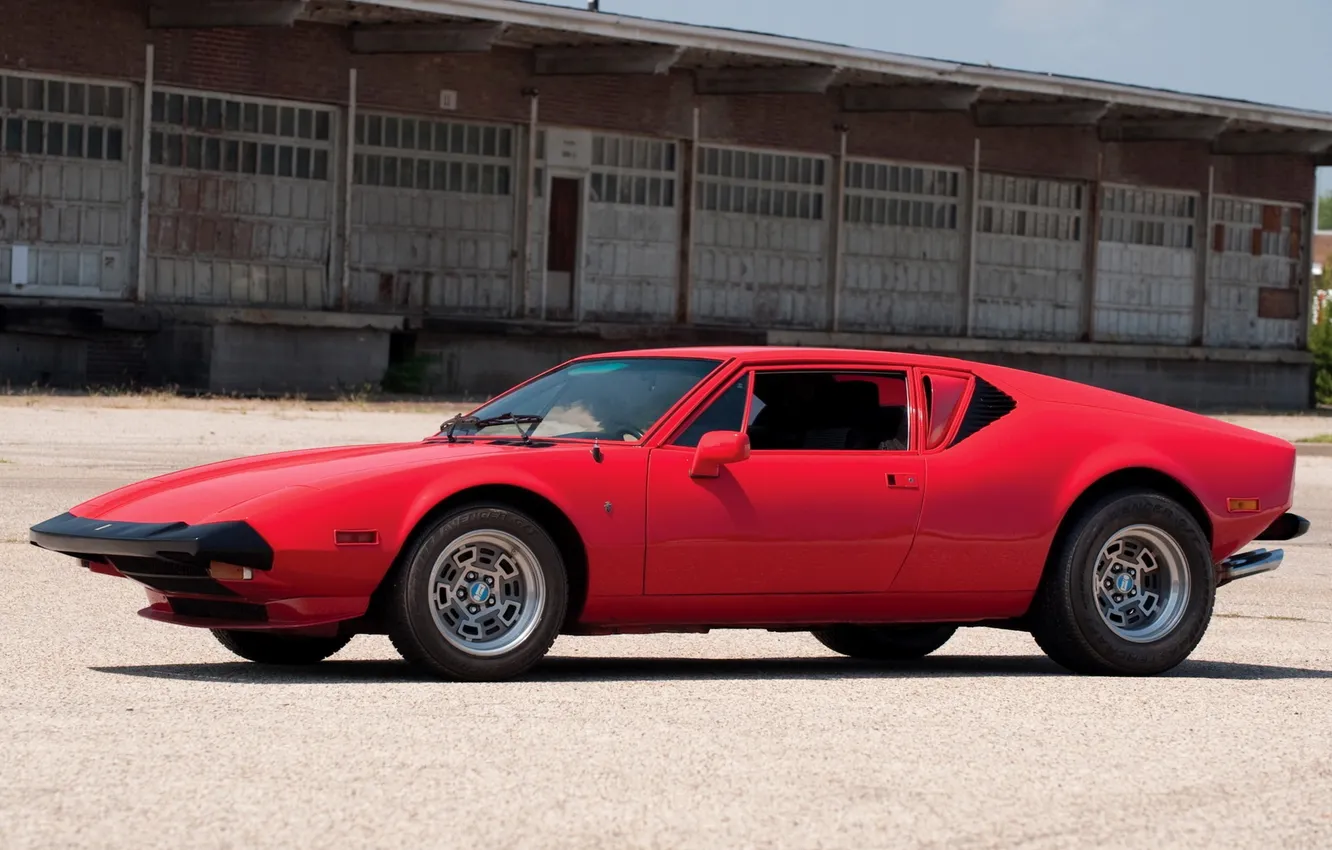 Фото обои спорткар, красная, классика, 1974, De Tomaso, Pantera, оригинал