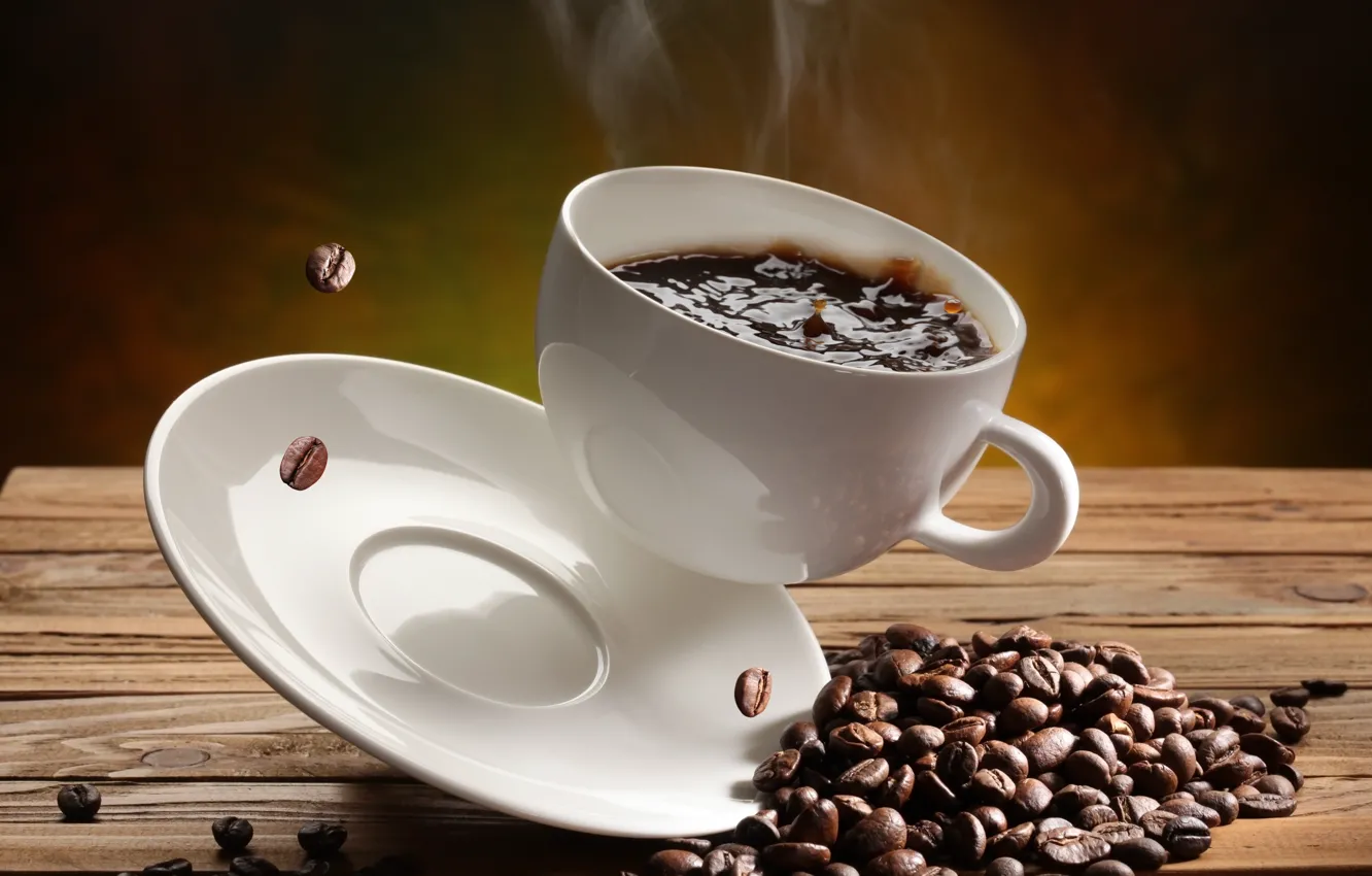 Фото обои кофе, чашка, зёрна