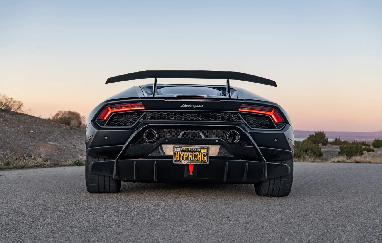 Фото обои закат, вечер, Lamborghini, вид сзади, Performante, Huracan, 2020, VF Engineering