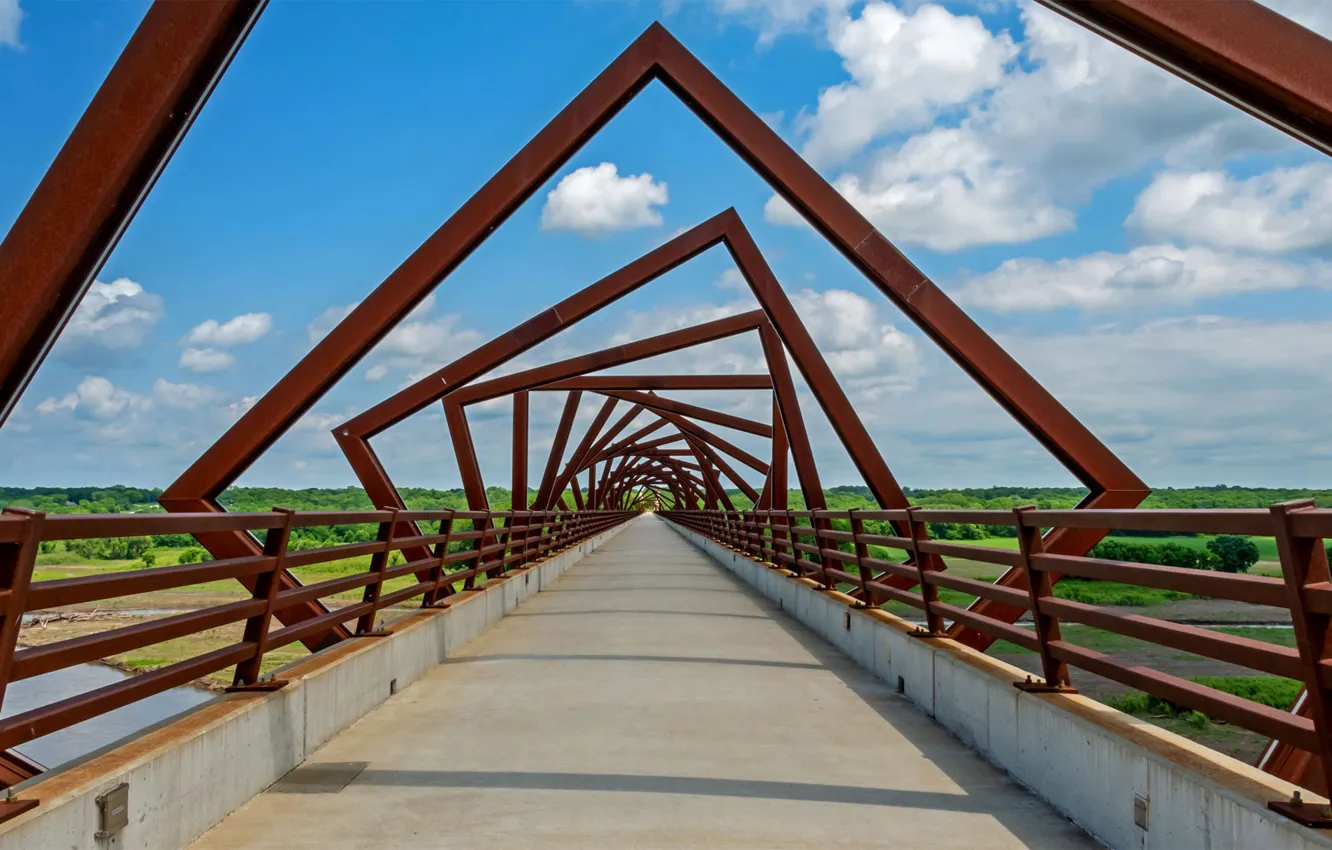 Фото обои мост, тропа, США, Айова, Хай Тресл Трейл