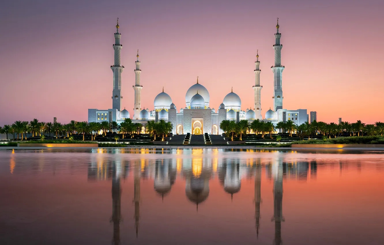 Фото обои Abu Dhabi, UAE, Grand Mosque, Sheikh Zayed