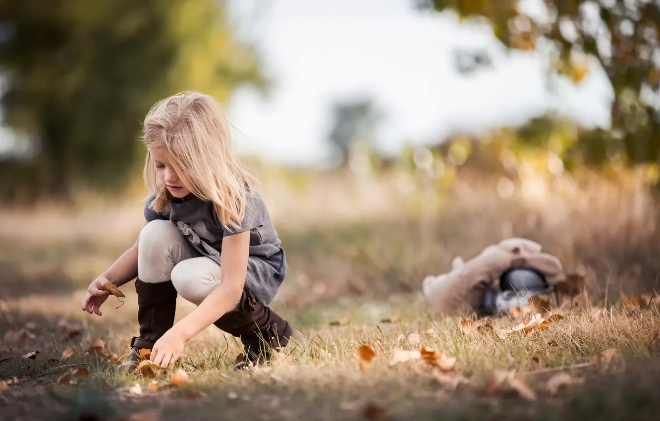 Фото обои осень, листья, девочка
