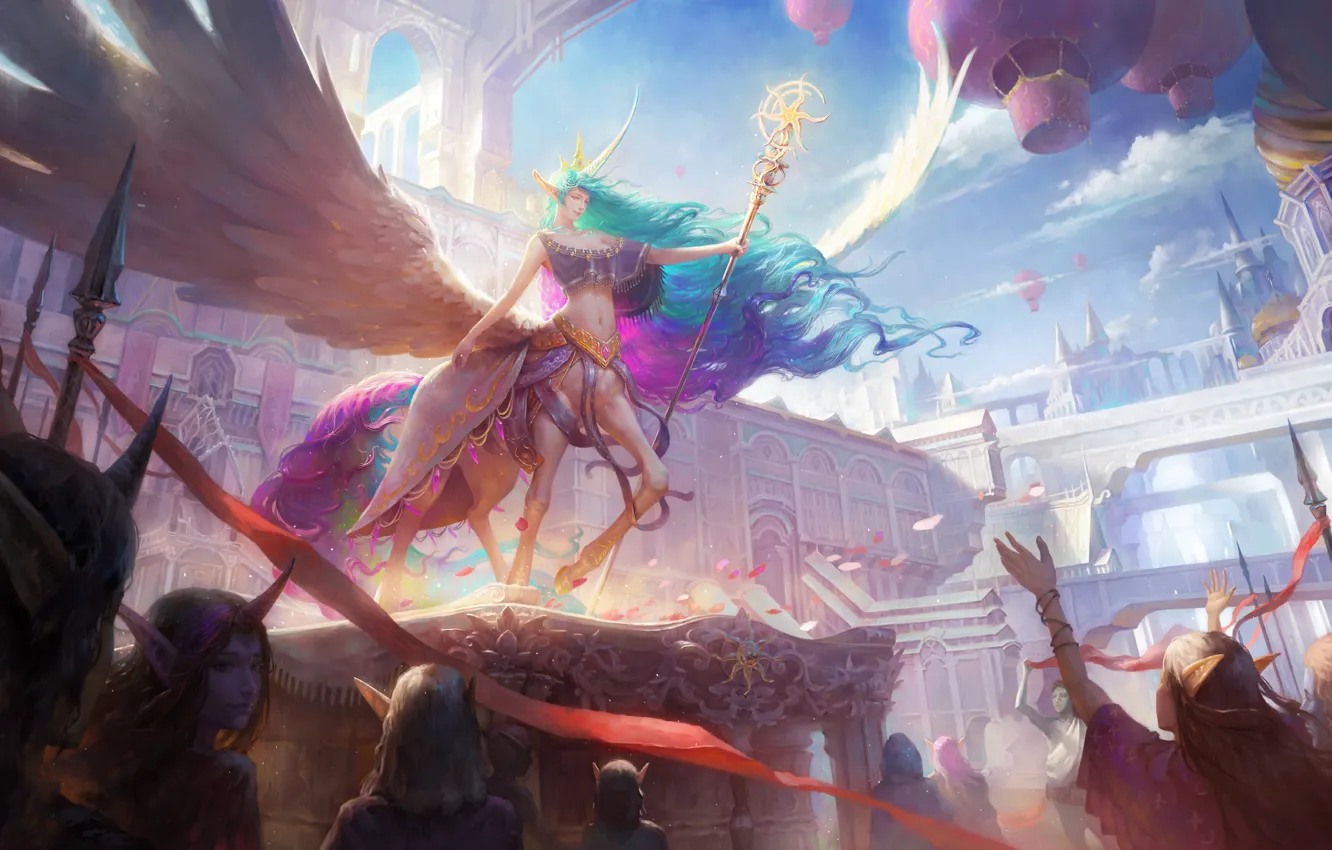 Фото обои девушка, фэнтези, кентавр, народ