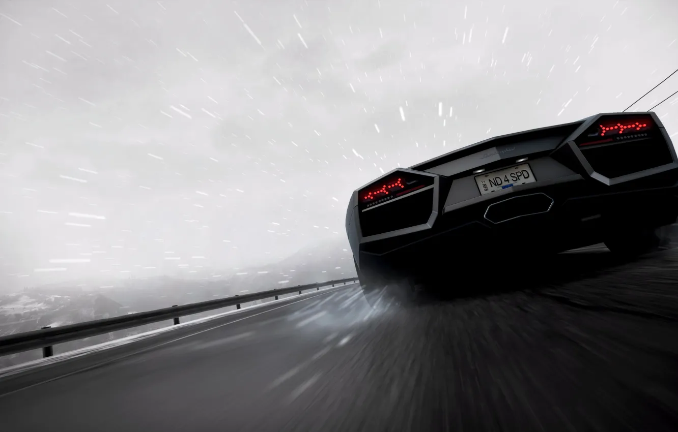 Фото обои Lamborghini, Reventon, 2010, Need for Speed, Hot Pursuit, Black &amp; White