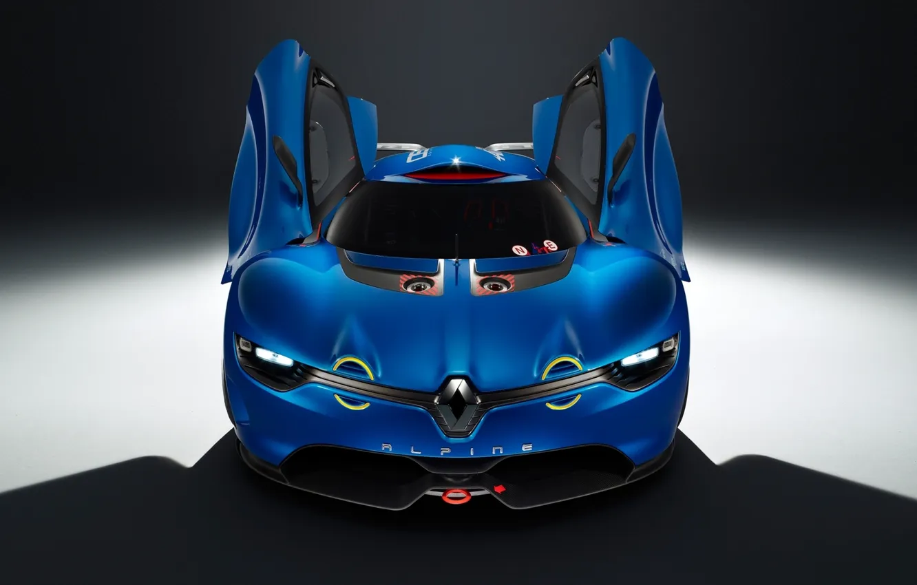 Фото обои Concept, двери, концепт, Renault, полумрак, Рено, передок, Алпайн