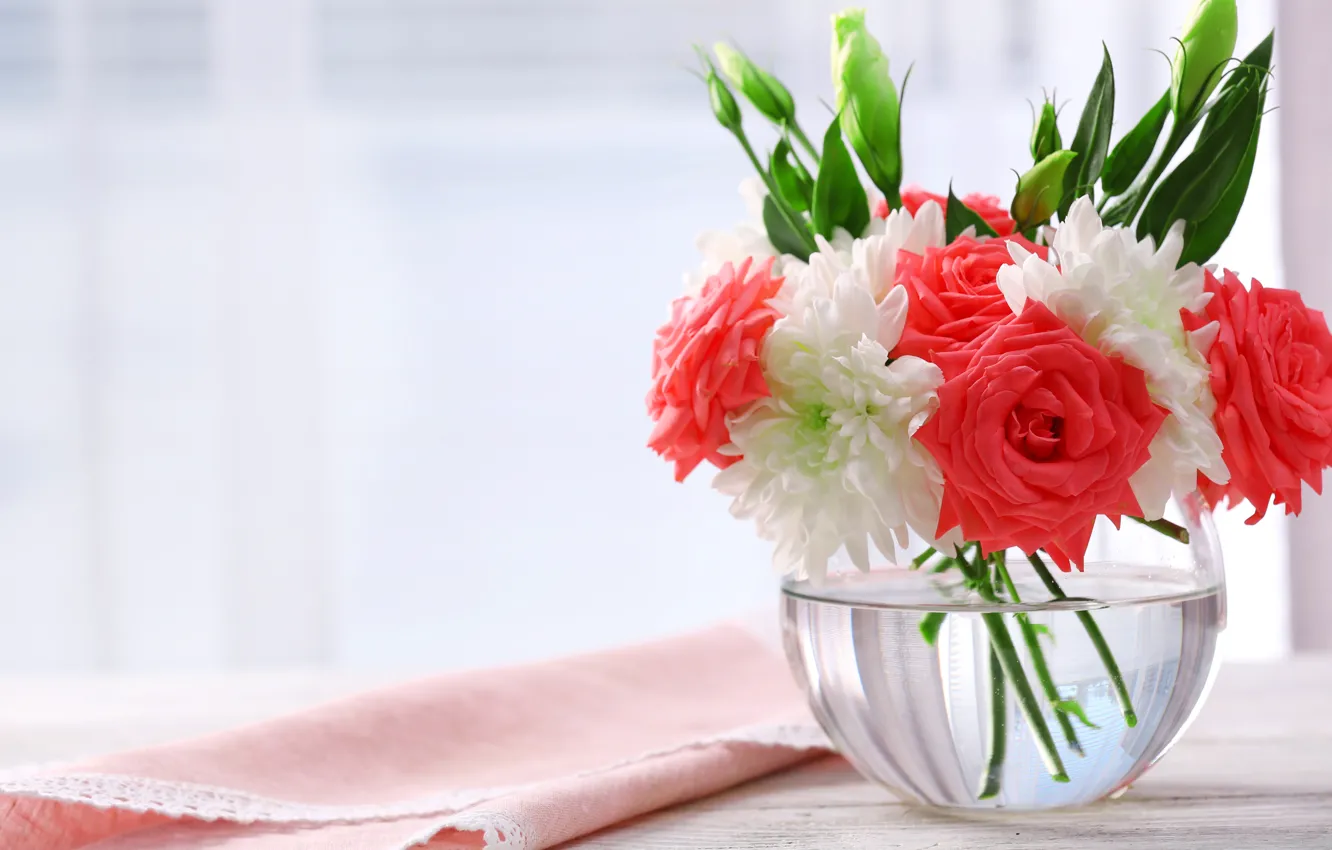 Фото обои розы, букет, хризантемы, bouquet