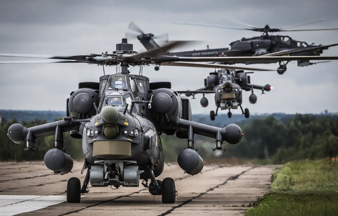 Фото обои вертолеты, взлет, ударные, «Беркуты», Mi-28N