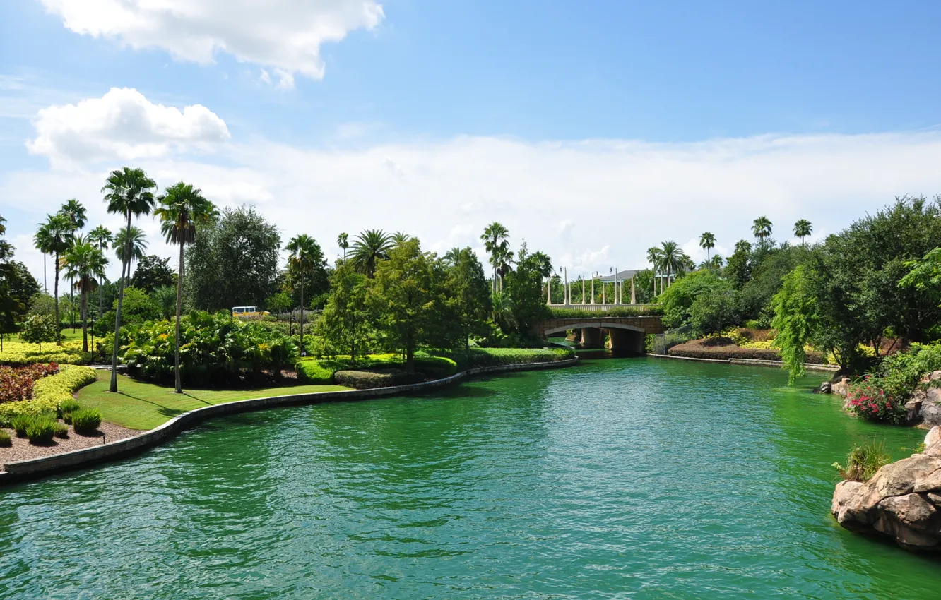 Фото обои озеро, парк, USA, США, Америка, Orlando, Florida, Universal