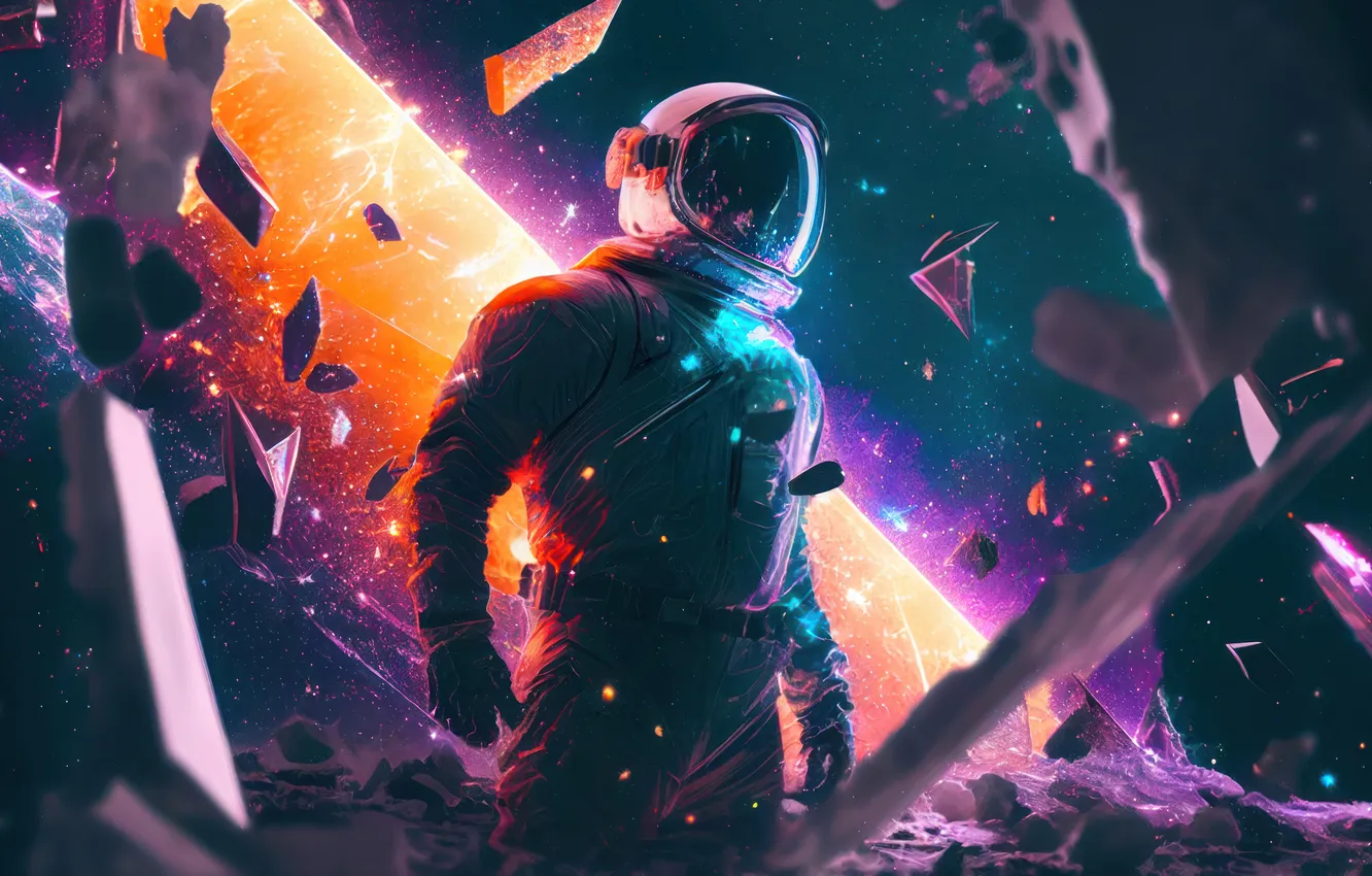 Фото обои Digital Art, Astronaut, AI Generated