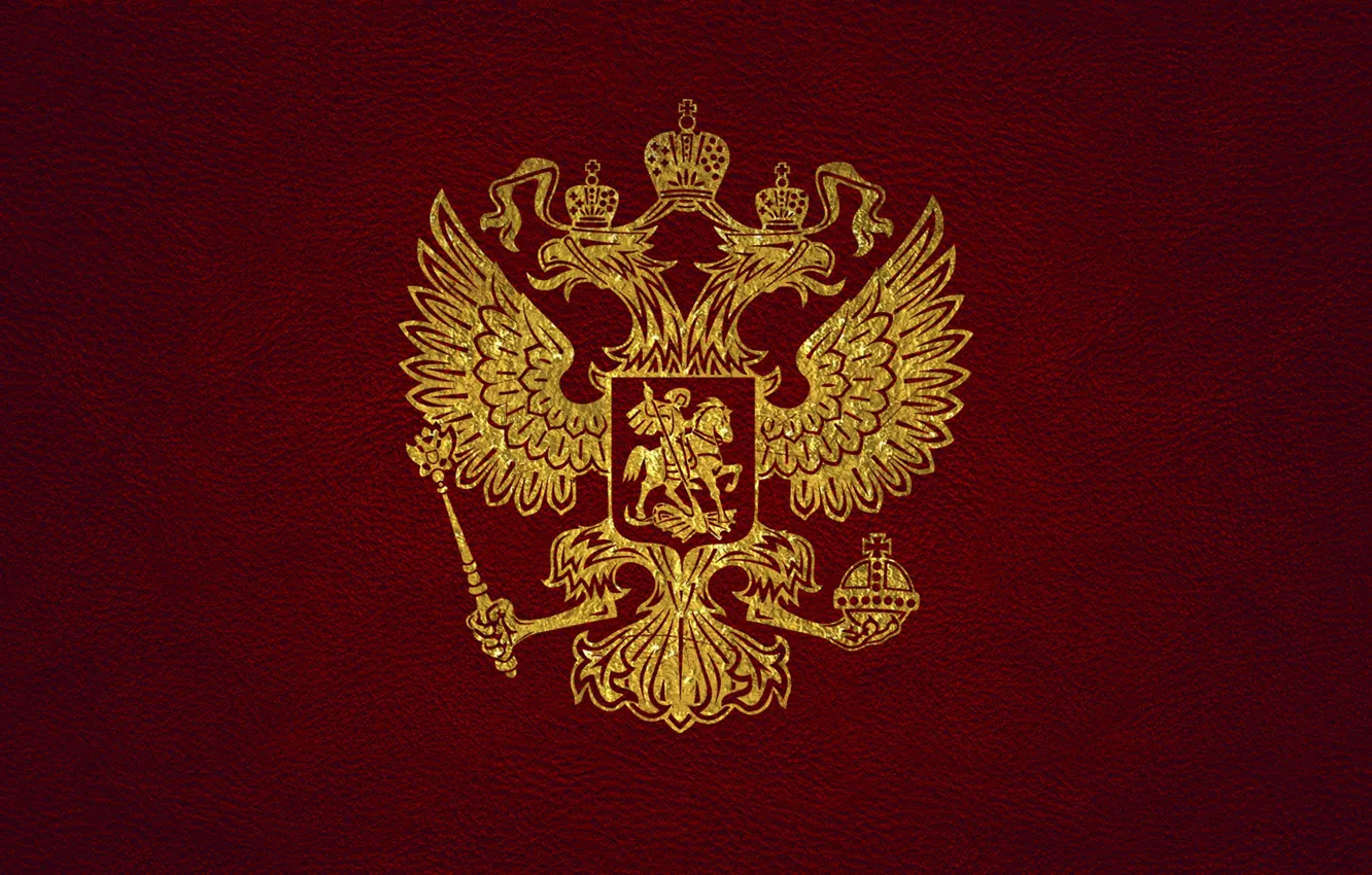 Фото обои кожа, золотой, герб, россия, красная, герб россии