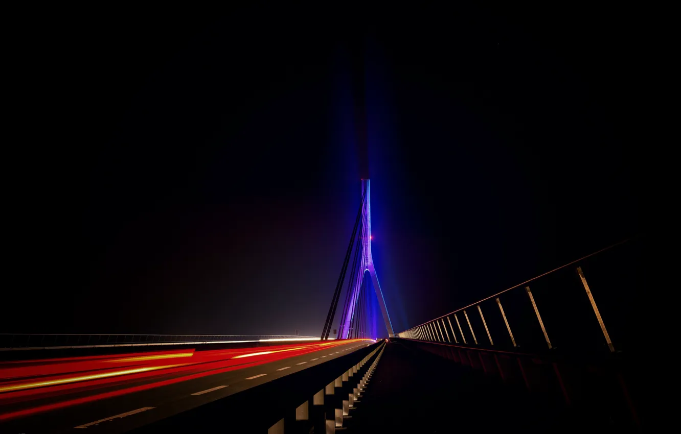 Фото обои ночь, мост, цвет