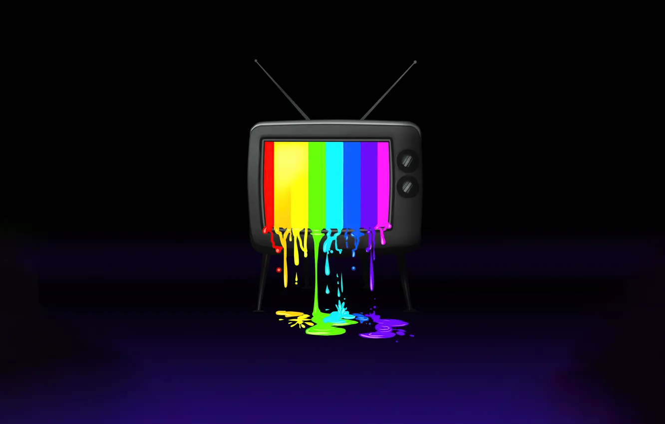 Фото обои Минимализм, RGB, Телевизор, Краски, Minimal, Темный Фон, РГБ