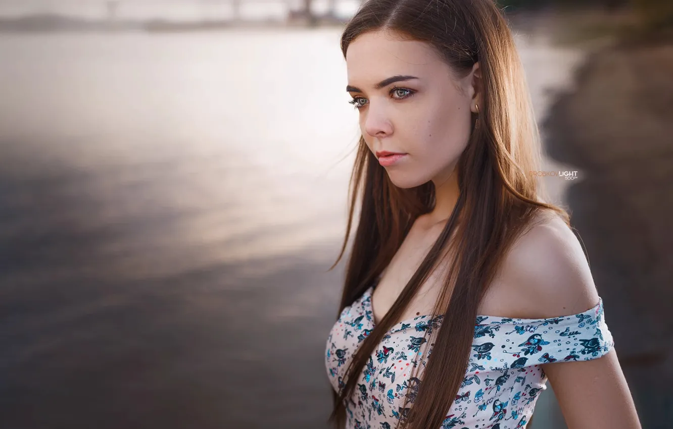 Фото обои вода, девушка, волосы, платье, плечи, Elena, Alexander Drobkov-Light