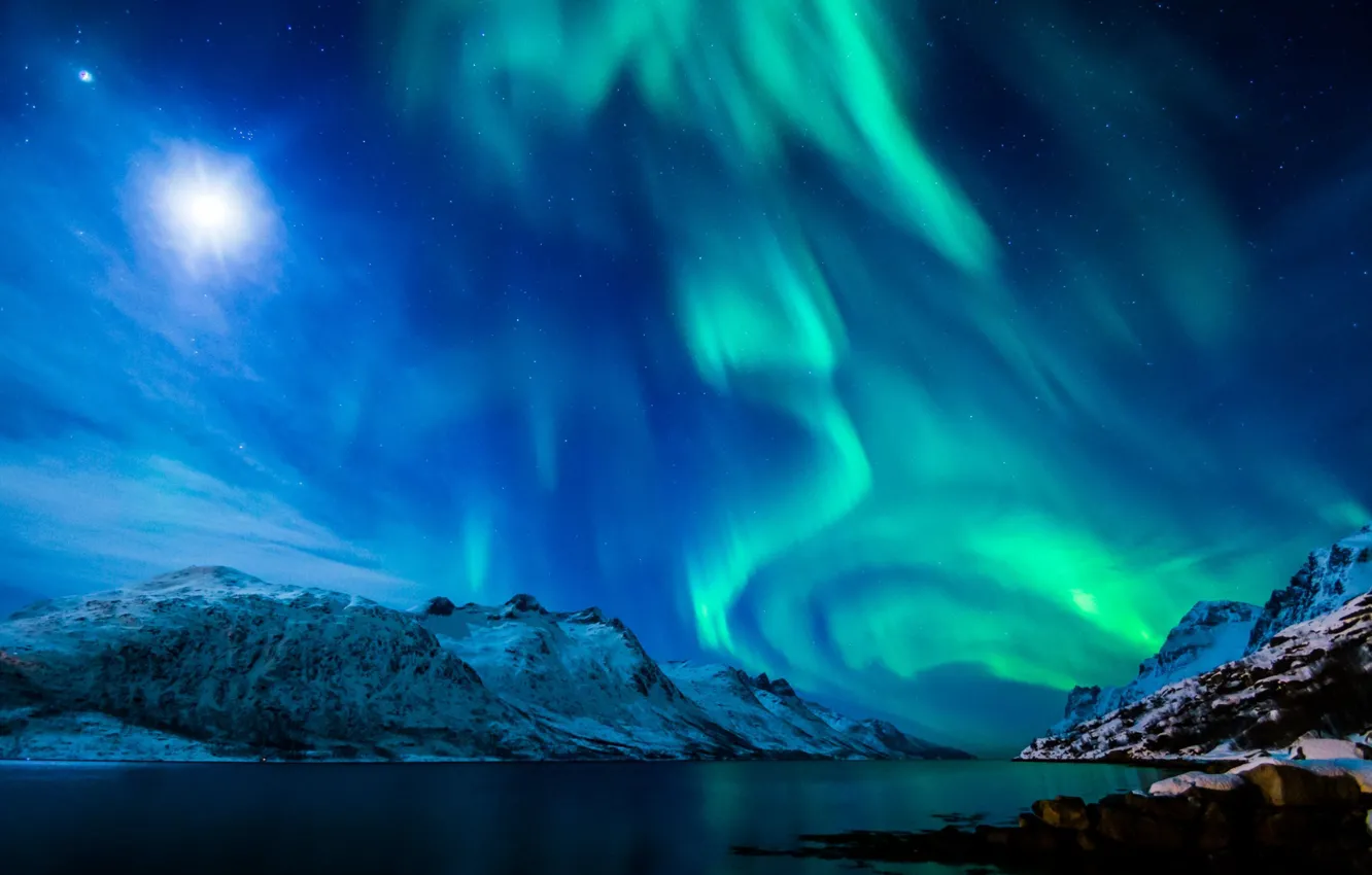 Фото обои северное сияние, великобритания, 2015, aurora borealis