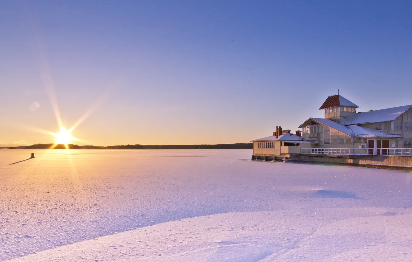 Фото обои зима, закат, Финляндия, Finland, Raseborg, Raasepori, Tammisaari