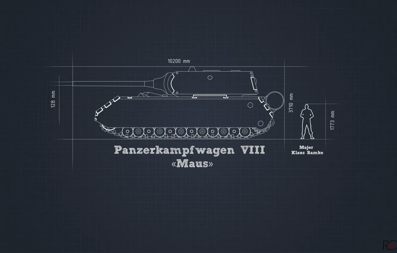Фото обои информация, минимализм, танк, проект, тяжелый, немецкий, Maus