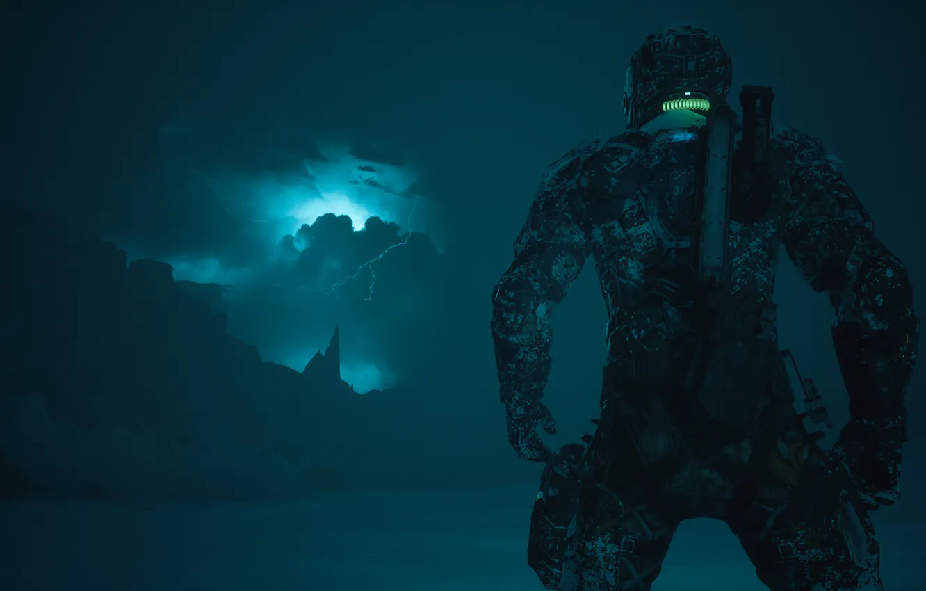 Фото обои Молния, Буря, Шторм, Dead Space, Lightning, Storm, Screenshot, Скриншот