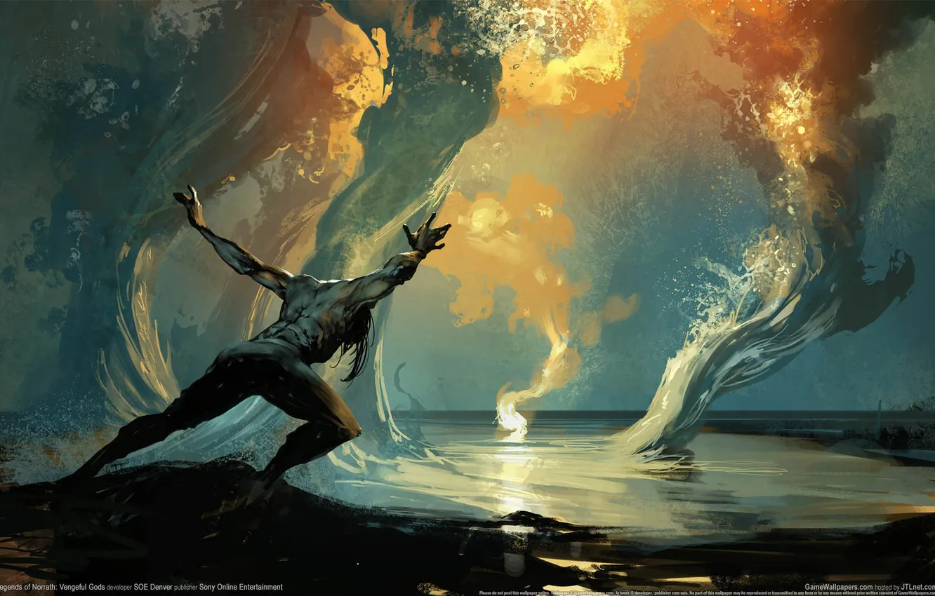 Фото обои вода, человек, арт, вызов, vengeful gods, legends of norrath