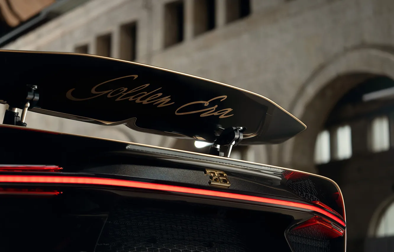 Фото обои Bugatti, close up, Chiron, rear wing, Bugatti Chiron Super Sport Golden Era