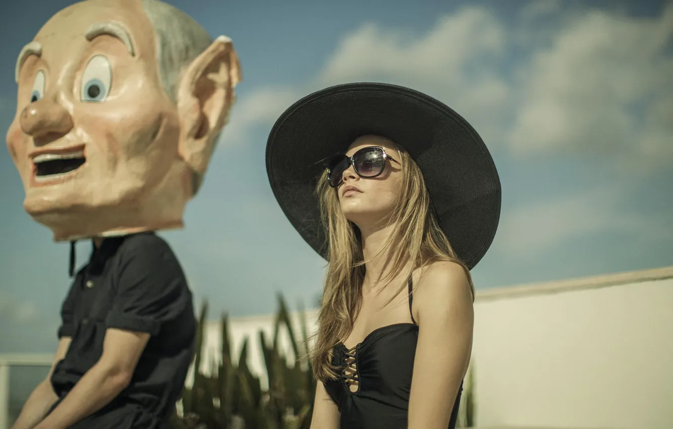 Фото обои модель, шляпа, очки, Cara Delevingne