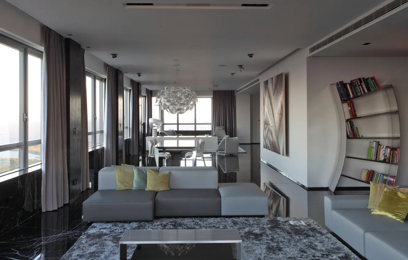 Фото обои интерьер, гостиная, столовая, pretty gray modern