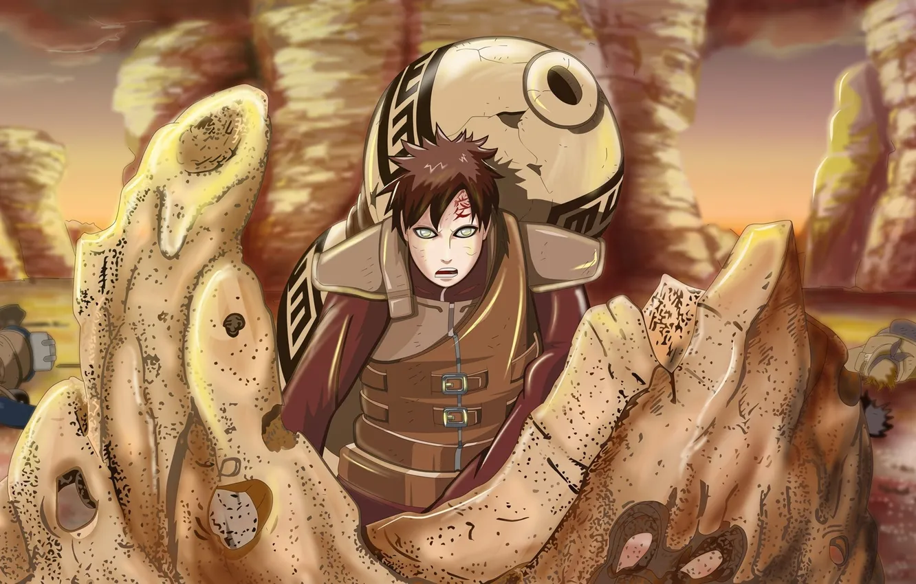 Фото обои песок, усталость, битва, парень, Наруто, Naruto, трупы, art