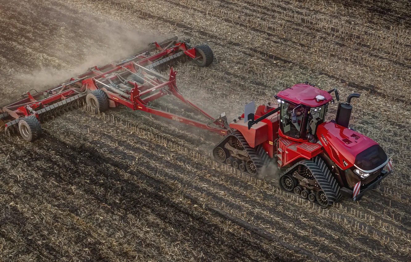 Фото обои field, tractor, plow