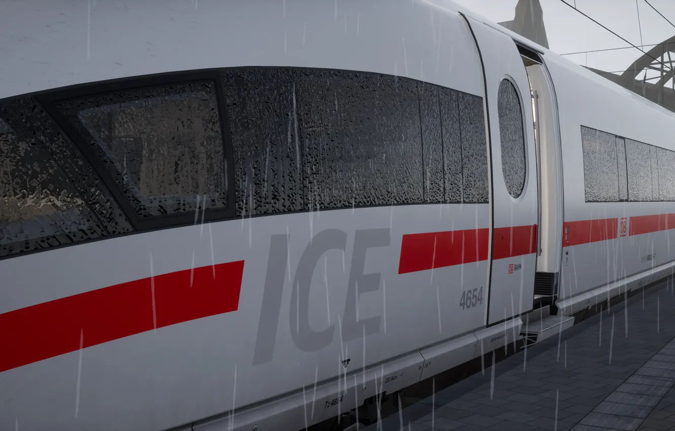 Фото обои Германия, Поезд, Дождь, Электричка, Обои, Train, Railway, ICE