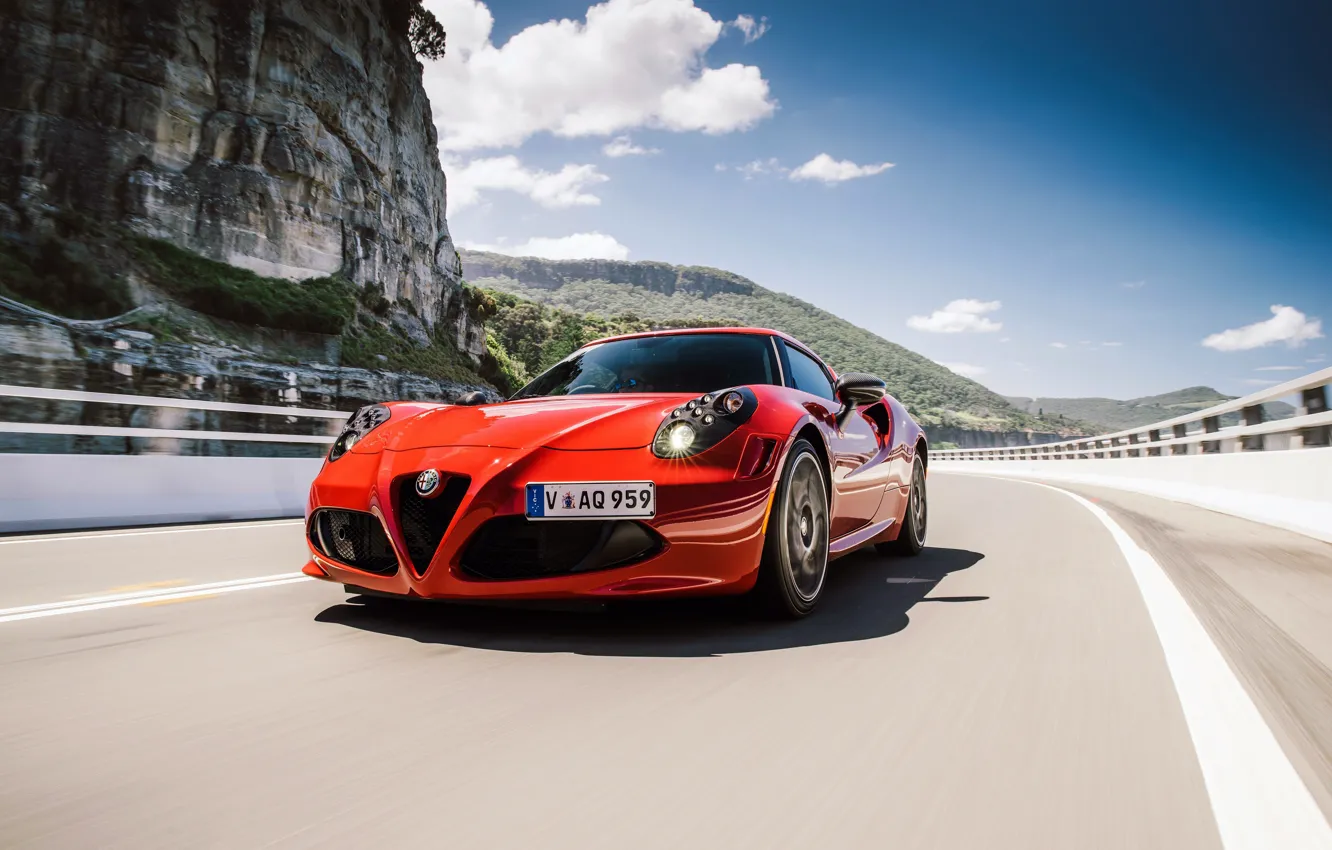 Фото обои car, Alfa Romeo, red, road, mountains, speed, Alfa Romeo 8C, Alfa 8C