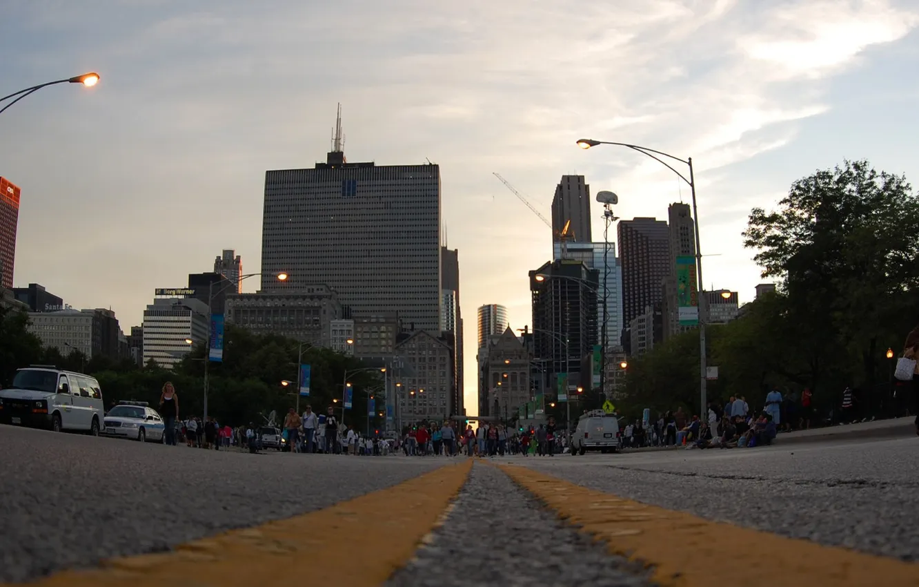 Фото обои дорога, здания, трасса, небоскребы, USA, америка, чикаго, Chicago