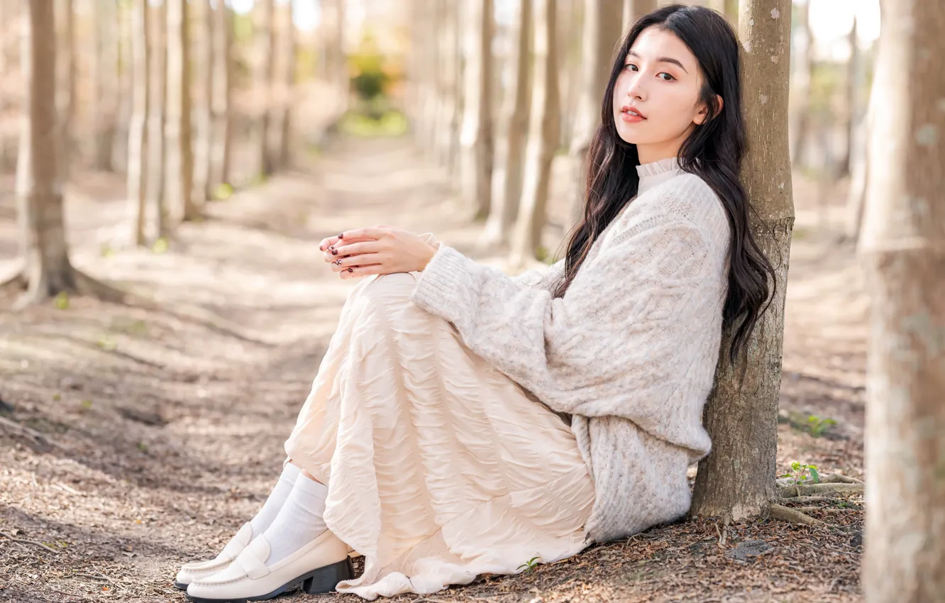 Фото обои поза, девушка, фон