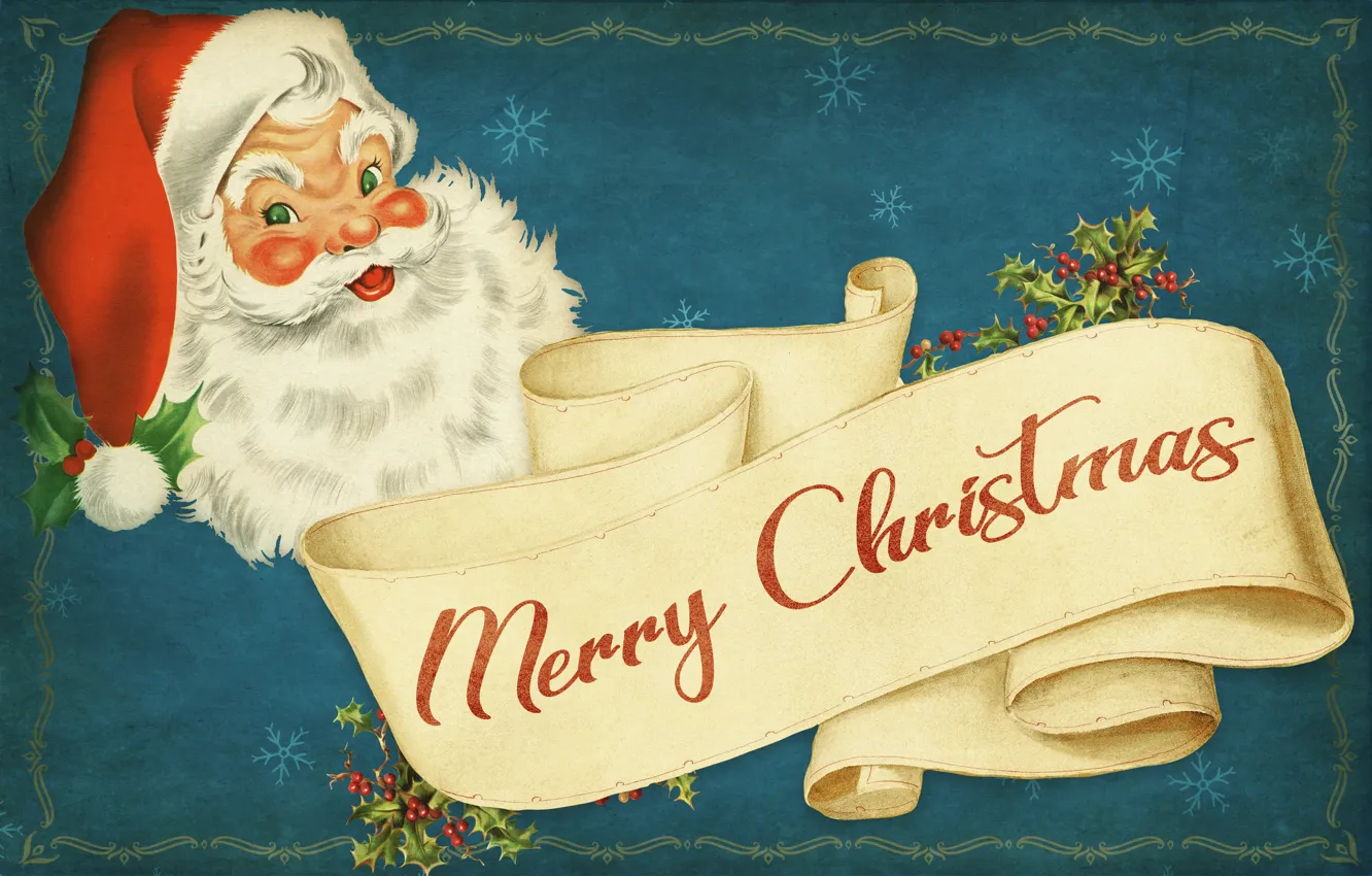 Фото обои Рождество, Новый год, Санта Клаус, Merry Christmas, Счастливого рождества