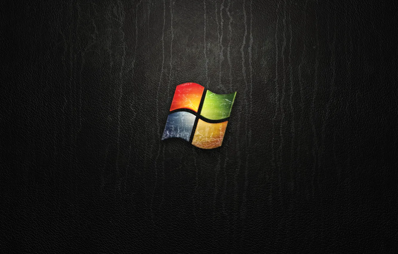 Фото обои черный, логотип, кожа, Windows, Microsoft, Windows 7, абстрактный
