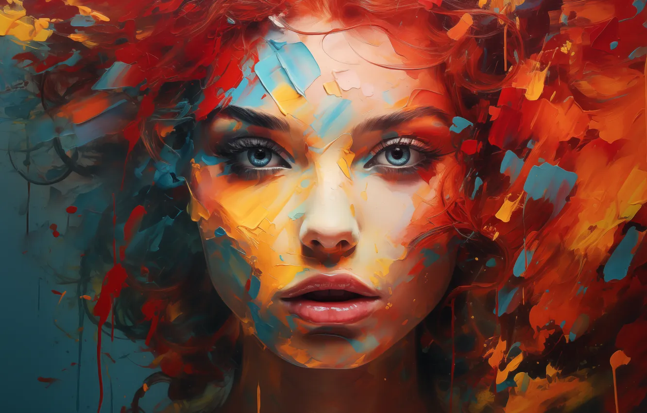 Фото обои girl, art, face, ai art