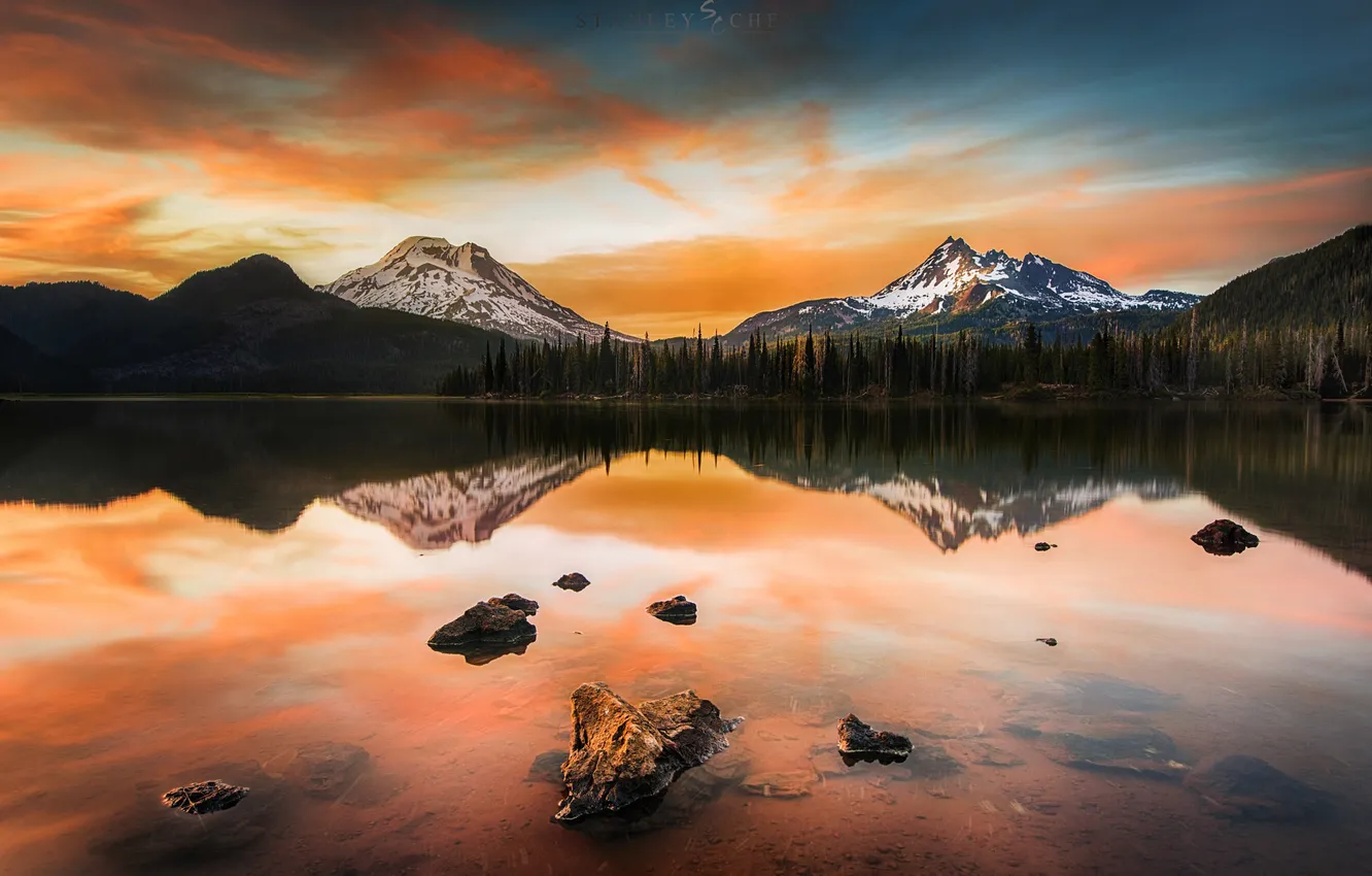 Фото обои пейзаж, закат, озеро, portland, Sparks Lake, pacificwest